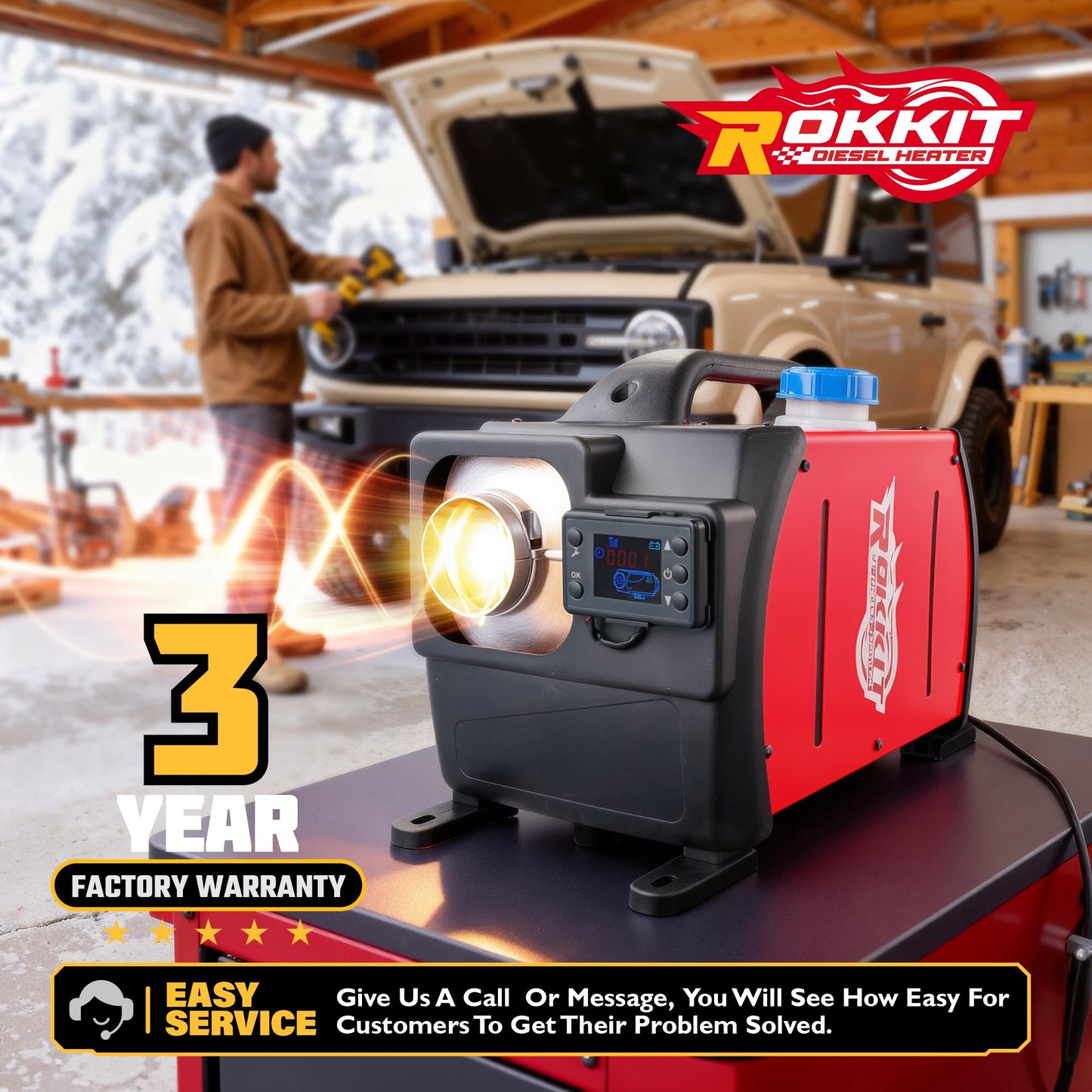 [2025 Version]Diesel Heater 8KW, 110V/12V All-in-One Portable Diesel Air Parking Heater with LCD Thermostat Monitor & Remote Control for Trucks, Car Trailer, Boat and Motor-home