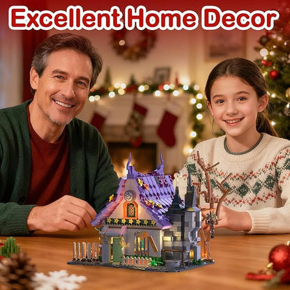 The Magical Retreat of The Witch Building Set Ideal Christmas and Easter Gift 1200 PCS Miniature House Model Building Brick Kit for Adults Teens Boys Girls 14+ (Purple-presale)
