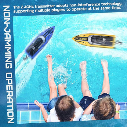 BEZGAR Remote Control Boat for Kids - 2.4GHz Fast RC Boat with LED Lights &amp Portable Suitcase for Pools Lakes &amp Salt Water Summer Water Toys Gifts for Boys &amp Girls Age 6 7 8-12 Years Old