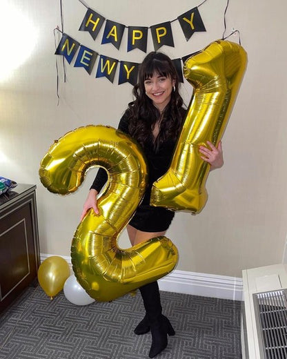 Gold Number 16 Balloon - 40 Inch Giant Foil Balloon for 16th Birthday Party Decorations