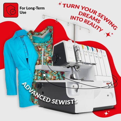 Bernette B44 Funlock Serger Overlock Machine with 2/3/4 Thread Capability, Differential Feed, and Color-Coded Threading