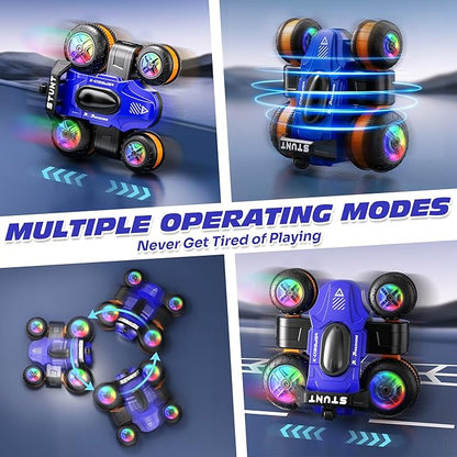 High Speed Remote Control Drift Car for Kids 360 Degree Rotating Deformation Stunt RC Cars for Boys and Girls Ages 3-16 4WD Drift RC Stunt Car with Light for Christmas Birthday Party Gifts (Blue)
