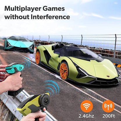 MIEBELY Lamborghini Remote Control Car 1:12 Scale Lambo Rc Cars 7.4V 900mAh Officially Licensed 12Km/h Fast Toy Car with Led Light 2.4Ghz Model Car for Adults Boys Girls Birthday Ideas Gift - Green