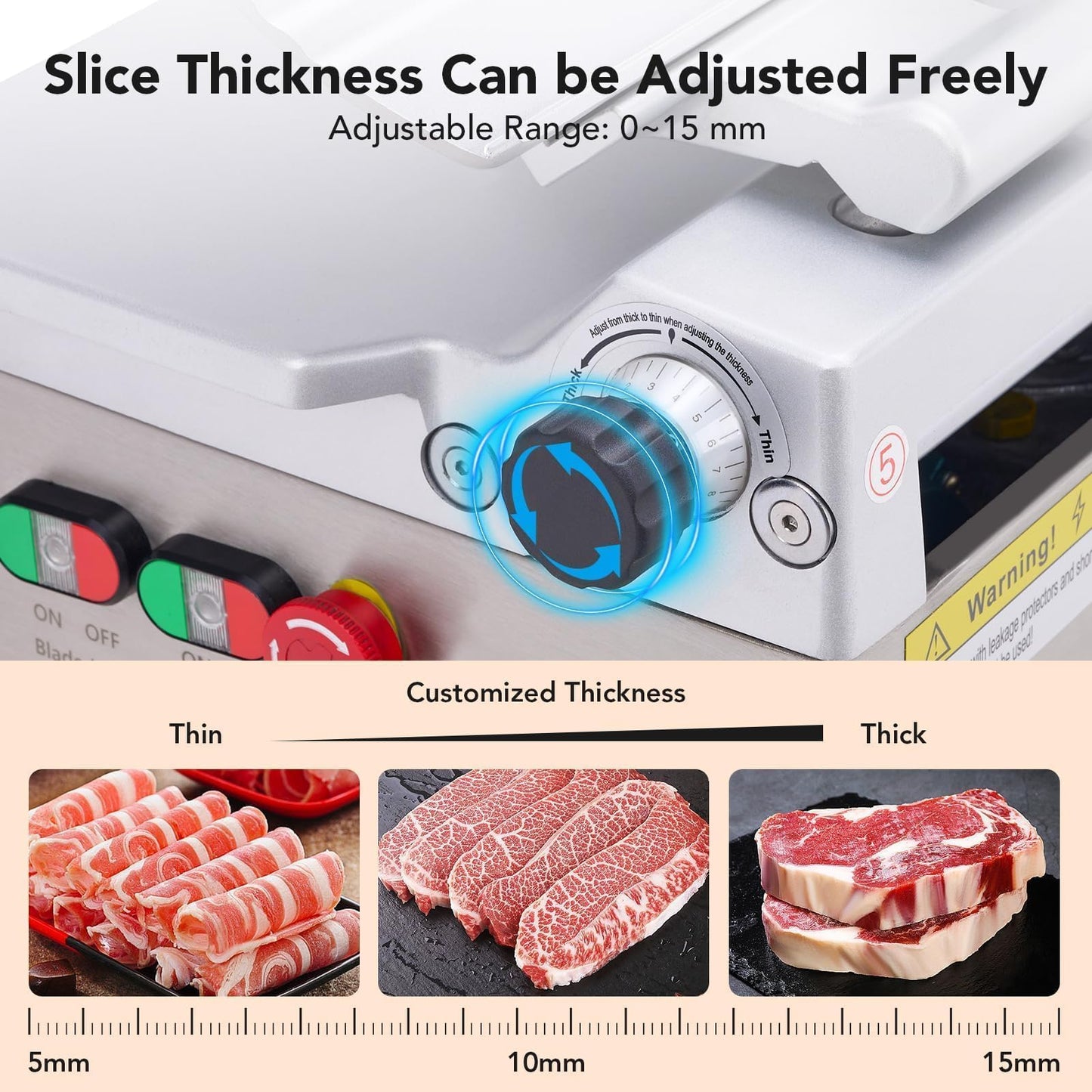 EliteEdge 550W Automatic Meat Slicer with 12 Inch Carbon Steel Blade, Adjustable Thickness 0-14 mm, Electric Slicing Machine for Home or Commercial Kitchen