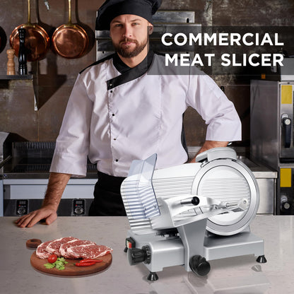 Valley Sportsman 10" Commercial Meat Slicer, Electric Deli Slicer with Adjustable Thickness Stainless Steel Blade, Built-in Sharpener, Food Slicer Machine for Meat/Bread/Cheese, Easy Cleaning