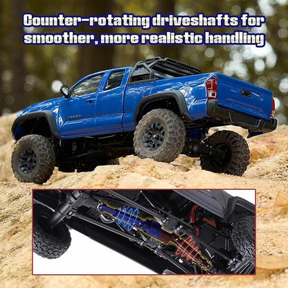 FMS 1/24 FCX24M Toyota Tacoma RC Crawler Officially Licensed RC Truck 2 Speeds Switch with LED Lights Off-Road RC Model for Adults (Grey)