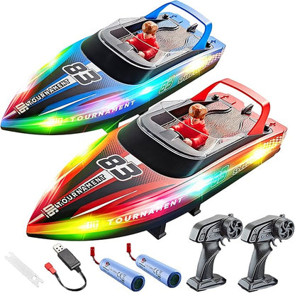BEZGAR Remote Control Boat 2 Packs 10 inch Fast Speed RC Boat 15 KPH for Pools &amp Salt Water Summer Toys for Adults and Ideal Gifts for Kids Boys Age 6 7 8-12 Years Old - HJ821