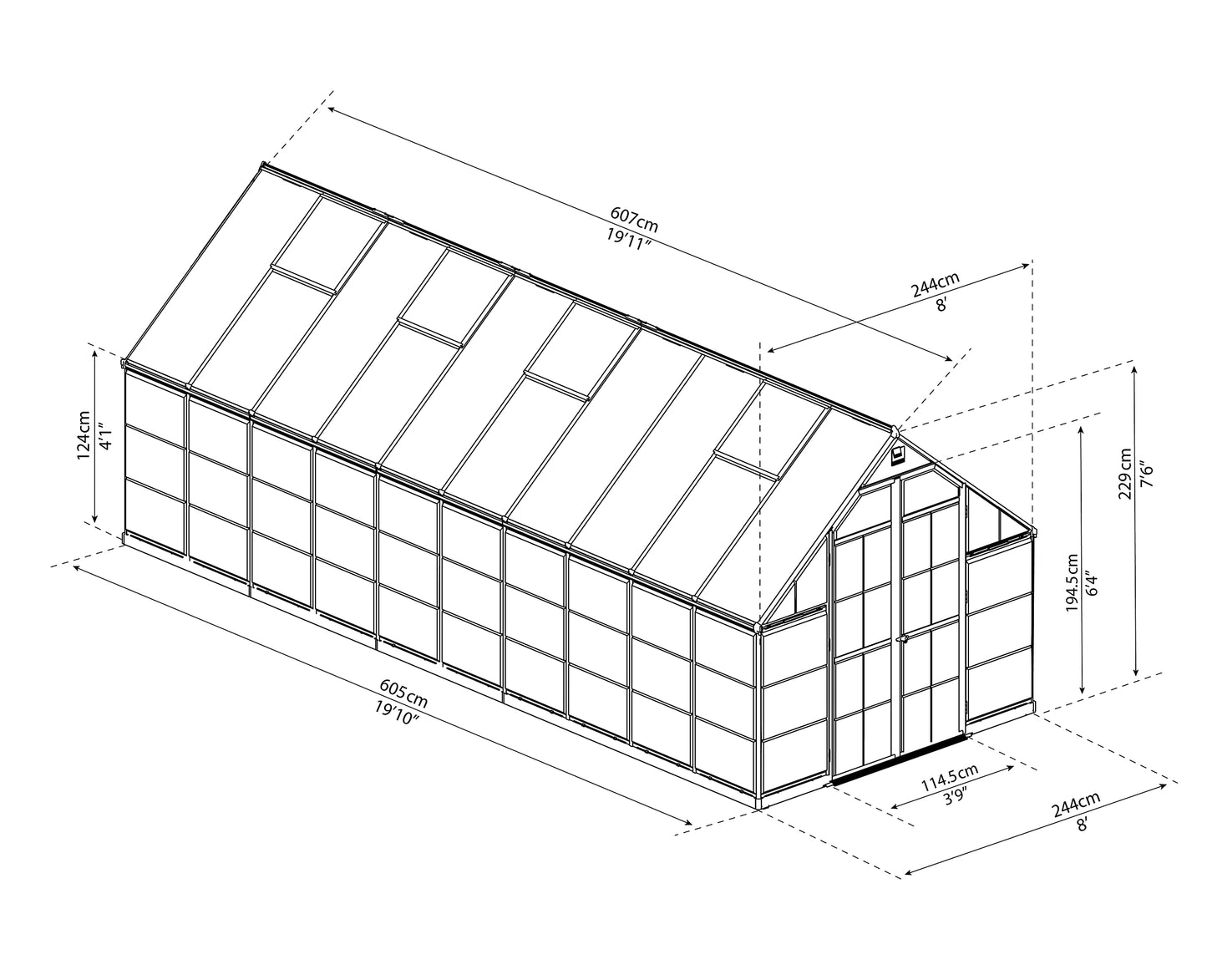 Palram - Canopia Balance 8 x 20 Large Greenhouse for Outside, Heavy Duty, Walk-in, UV Protected Thick Clear Polycarbonate Panels, Wind & Weather Resistant, Maintenance Free Outdoor Garden, Warranty