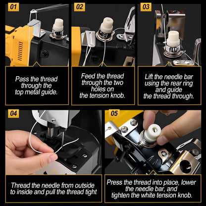 CAMXTOOL Cordless Bag Sewing Machine Compatible with Dewalt 20V Max Battery, Auto Heavy-duty Bag Closing Machine, Portable Industrial Bag Sewer for Sack Woven Bag Kraft Paper Bag Sealing, Tool Only