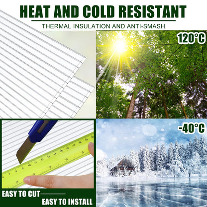 Tatuo 12 Pack 4' X 2' X 0.32'' Polycarbonate Greenhouse Panels Polycarbonate Sheets Twin-Wall Roof Panels Waterproof UV Protected Clear Corrugated Plastic Roofing for Greenhouse Replacement