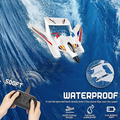 RC Plane for Water Land &amp Air Remote Control Plane Sea Airplane R C 2 Channel RC Airplane Amphibious Tri-Phibian Aircraft with 2 Batteries 2.4GHz RTF A irplane Glider for Adult Beginner