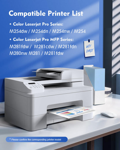 202X Toner Cartridges - High Yield 4 Pack Compatible Replacement for HP 202X Toner Cartridges, MFP M281fdw 202A Toner, for HP Color Laserjet Pro MFP M281fdw M281cdw M281fdn M254dw M254dn | CF500X