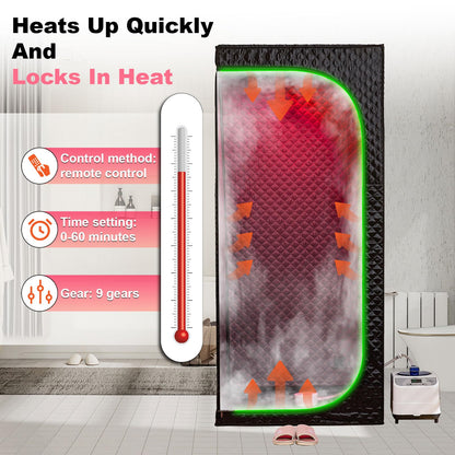 RRGFB Steam Sauna Tent for Home with Transparent Door, Portable Indoor Sauna with Powerful Steam Heating, Foldable Personal Spa for Relaxation (Single Rectangular – Red Light,Black)