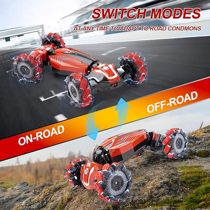 Gesture Sensing RC Stunt car 4WD Drive Watch Remote-Controlled Vehicle Bidirectional Drifting Off-Road Vehicle with Music and Lights Toys for BoysPresents for Kids 4-12 Old