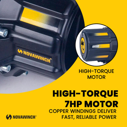 Novawinch Stinger 12000 lbs Electric Winch 12V - 12000 lb Synthetic Rope Motor Winch for Offroad, Truck, SUV, Trailer, Boat, ATV - Heavy Duty Vehicle Recovery System with 85 ft Synthetic Rope & Hook