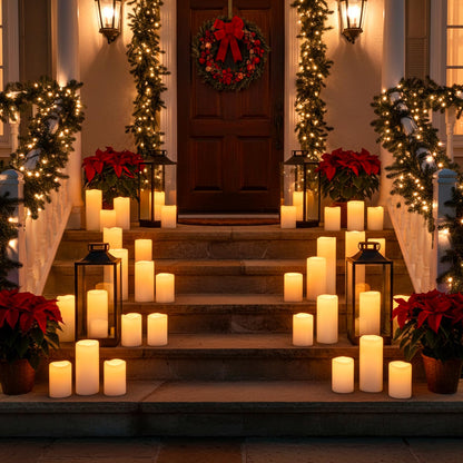 Lumeavetra 6" 8" 10" x 4" Large Waterproof Outdoor Flameless Candles Battery Operated LED Pillar Candles for Indoor Outdoor Lanterns, White, Long Lasting, Set of 3