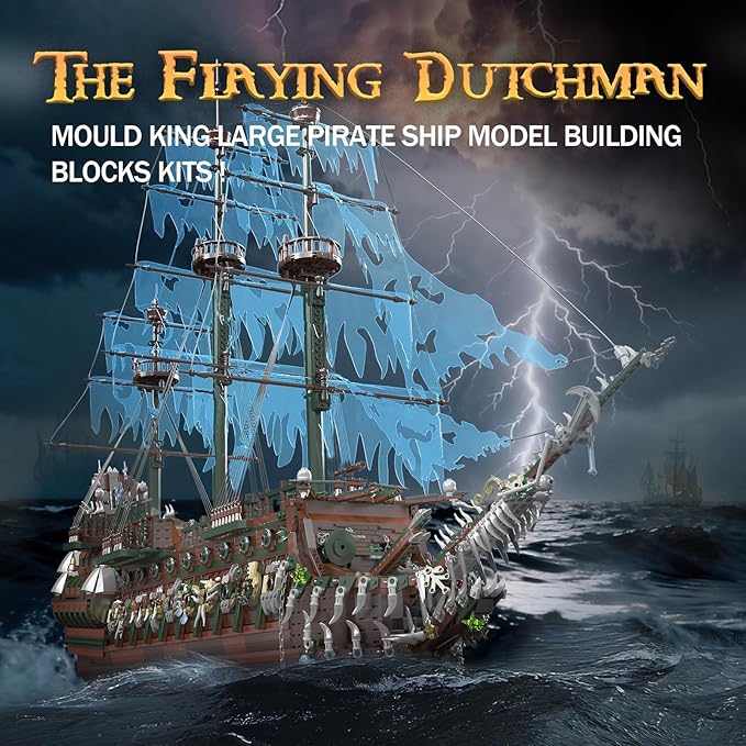 Mould King 13218 Pirate Ship Building Blocks Sets MOC Ghost Ship Flying Dutchman Model Kit Display Decoration Pirate Boat Model Sets Collectible Construction Toys Gift for Teen Adult(6849 PCS)