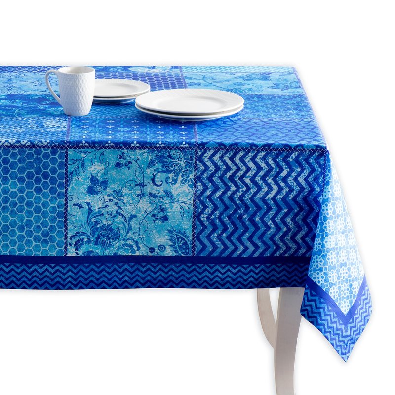 Maison d' Hermine Table Cloth Rectangle Table 100% Cotton 60 x 120 Inches Tablecloth Reusable Decorative for Dining Kitchen Room Farmhouse Home Gifts for Mothers Day Spring Summer - Indigo Love