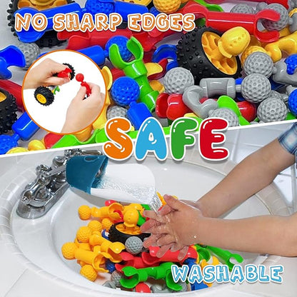 170 Pcs Building Toys for Kids Ages 4-8 with Toy Box Storage Idea Guide Building Blocks STEM Toys for 3 4 5 6 7 8 9 Year Old Creative Kids Activity Christmas Birthday Gifts for Boys Girls