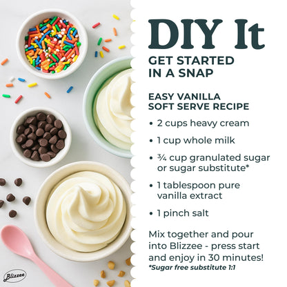 BLIZZEE Soft Serve Ice Cream Machine 1.25Qt | No Pre-Freezing Automatic Ice Cream Maker | Built-In Compressor | LED Digital Display | Perfect for Soft Serve, Frozen Yogurt, Dairy Free and More