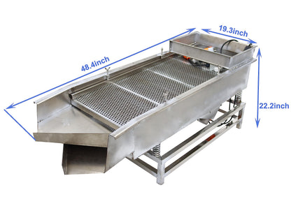 TECHTONGDA Straight Vibrating Sieve Screen Shaker Electric Linear Sifter Machine Stainless Steel Two Layers Two Motors 8mm 6mm Screen Size 15.7×37.4inch 110V