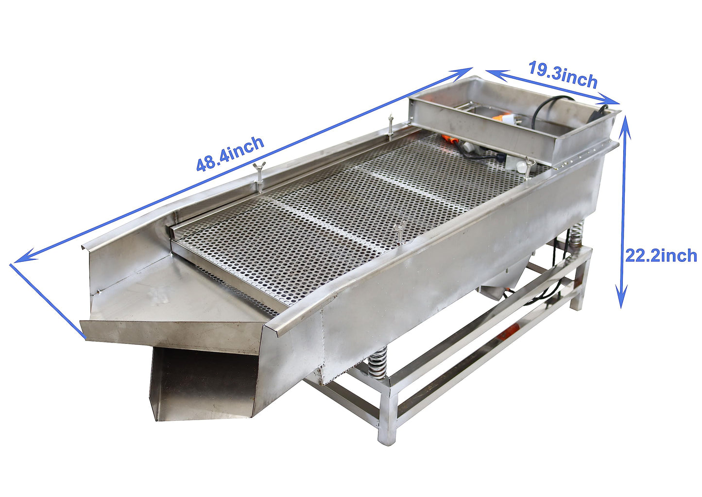 TECHTONGDA Straight Vibrating Sieve Screen Shaker Electric Linear Sifter Machine Stainless Steel Two Layers Two Motors 10mm 5mm Screen Size 15.7×37.4inch 110V
