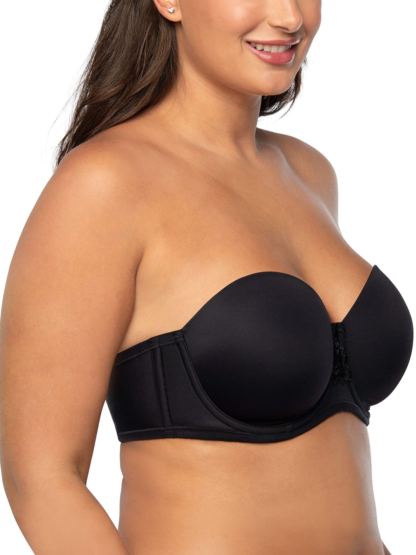 Vanity Fair Women's Beauty Back Smoothing Strapless Bra, 4-Way Stretch Fabric, Lightly Lined Cups up to H, Midnight Black, 34B