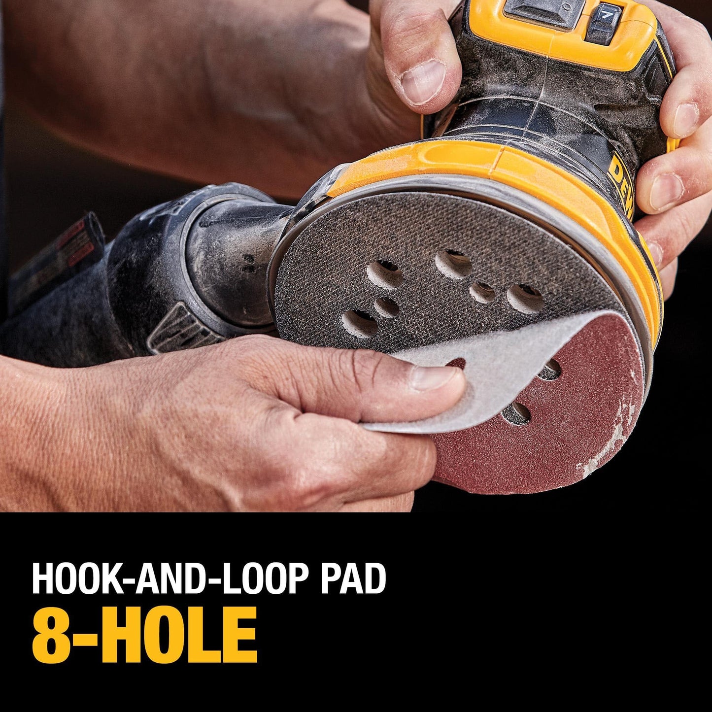 DEWALT 20V MAX Orbital Sander Cordless, 5-Inch Sander Tool, 2.Ah, 8,000-12,000 OPM, Variable Speed Dial, Storage Bag, Battery and Charger Included (DCW210D1)