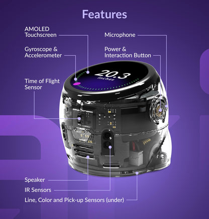 Ozobot Ari Classroom Kit (12 Bots) | Interactive Learning Robot with Touch Screen, ToF Sensor, Accelerometer, Gyroscope, and AI Integration | Hands-On STEM Education for Classrooms and Homeschool