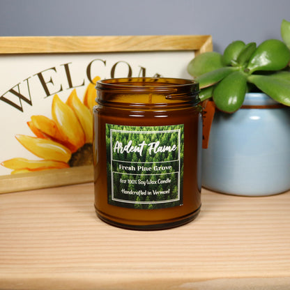 Ardent Flame Candles | Fresh Pine Grove | 100% Natural Soy Wax Candle for Home Decor | Highly Scented | Premium Fragrance | Handmade in Vermont, USA | 8 oz | Long Lasting | Gift for Women and Men