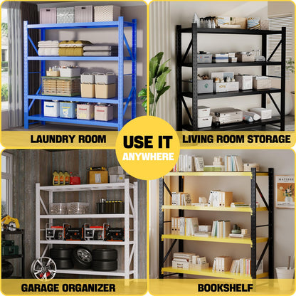 Heavy Duty Warehouse Shelving 4-Tier Industrial Steel Storage Shelves, 2600LB Capacity Per Shelf, Adjustable Shelves for Garage/Factory/Commercial Use (Black, W67*D21.7*H65)