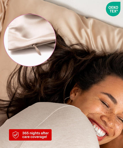 SUNDAYSILKS™ Silk Pillowcases 2 Pack - 22 Momme 100% Pure Mulberry Silk | Zippered Standard, Queen, King Size [Nude Champagne]