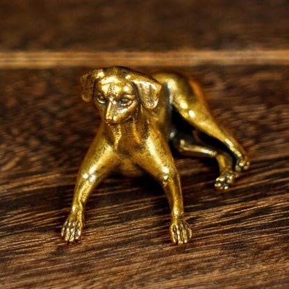 CHOVY Retro Crawling Dog Sculpture - Handcrafted Solid Brass Art Piece | Unique Home Decor Accent