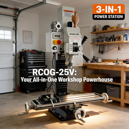 INTBUYING Benchtop Mini Milling Drilling Machine 7''x27-1/2'' Brushless Precision Mill Drill Lathe, 50-2250rpm, R8 Spindle for Home DIY Metal Wood Plastic Processing RCOG-25V 1100W 110V