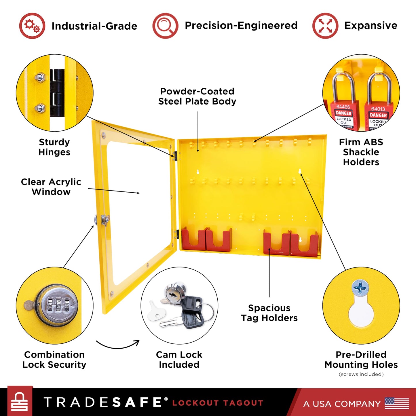 TRADESAFE Lockout Tagout Station, Lock Out Tag Out Station Unfilled - No Loto Devices Included, Wall Mount Loto Kit Cabinet, Lockout Station 22-1/2 x 18 x 3 inches