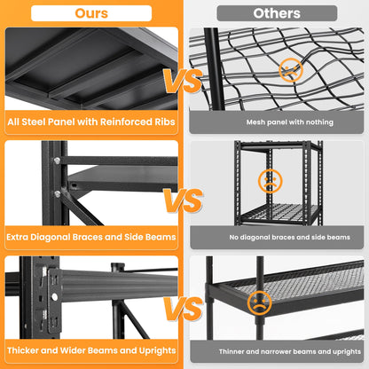 AFAIF 60" W Metal Shelving Heavy Duty, 24" Deep Large Storage Shelves, 4 Tier Tall Steel Industrial Shelving, 5000 LBS Adjustable Standing Shelf for Warehouse/Shop 60" W x 24" D x 70" H