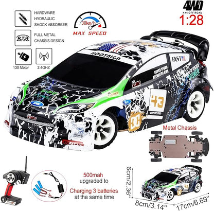 Wltoys K989 RC Drift Car 3pcs Upgraded 500mah Battery 1/28 RC Car 2.4G Remote Control Cars 4WD Tabletop Drift Rc Car 30km/h Mini Car for Kids Gifts