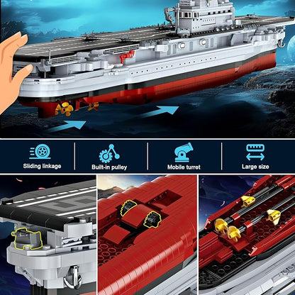 Military Battleship Building Set for Adults Boys 14+ World Class USS CV-6 Enterprise Battleship Collectible Display Model Large Warship Building Set Birthday Gifts (1883 Pieces)