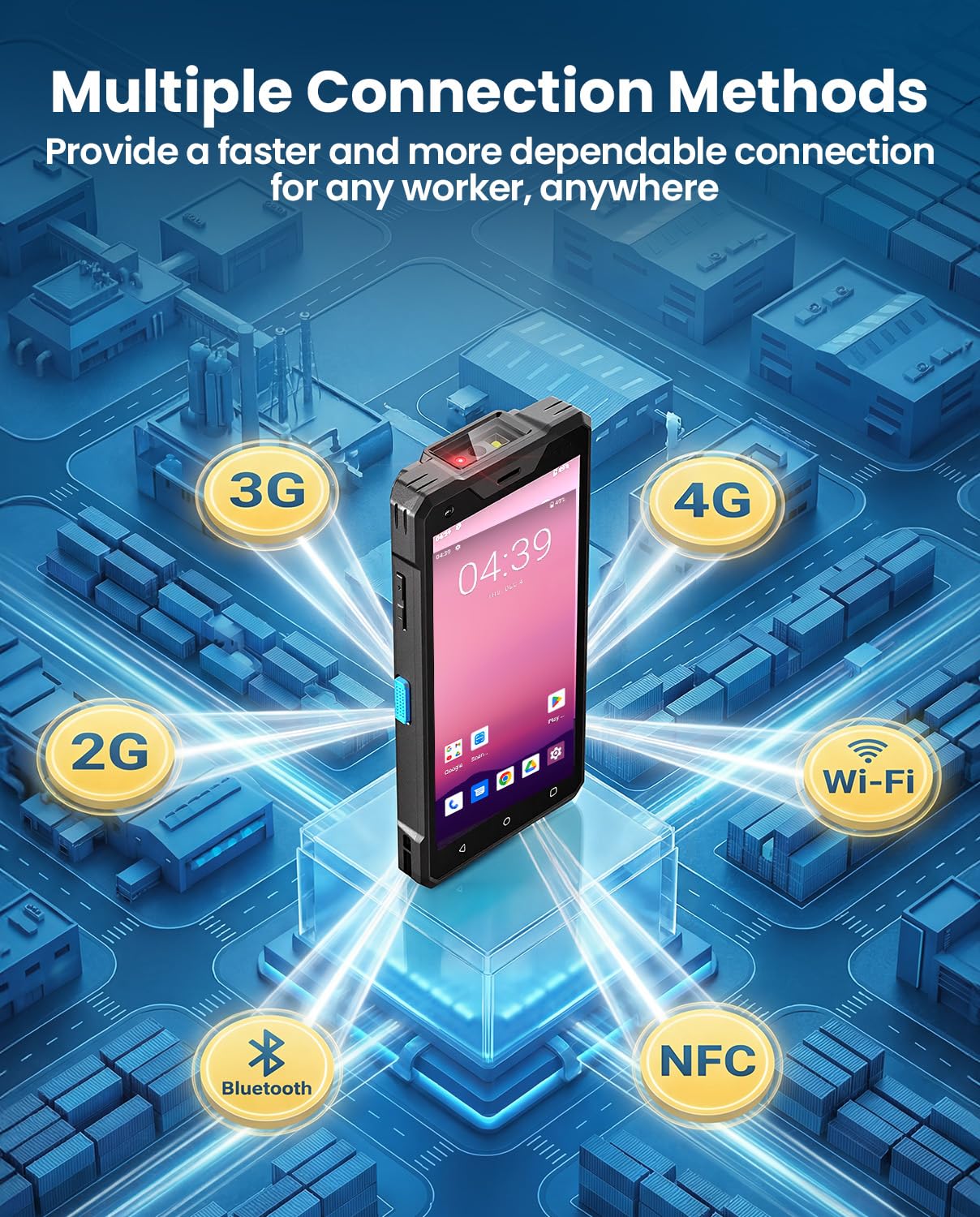Eyoyo Wireless Android Barcode Scanner: Handheld 1D/2D/QR Code Scanner Mobile Computer, 5.5" Full Touchscreen, IP66 Rugged Android 12 PDA Warehouse Inventory Terminal with WiFi 5G, Bluetooth, GPS, NFC