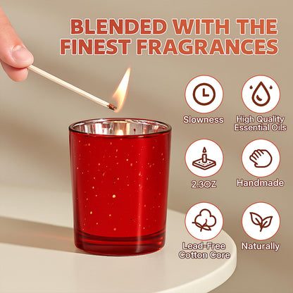 Soft Breeze 24PCS Red Mercury Glass Votive Candle for Wedding, Votive Candle for Christmas and Halloween Decorations,Red