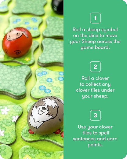 SimplyFun Clover Leap - Educational Vocabulary Game - Sentence Building for Kids Develop Sentence Structure &amp Vocabulary Skills Fun Learning Game for Families - 2-4 Players Ages 5 &amp Up