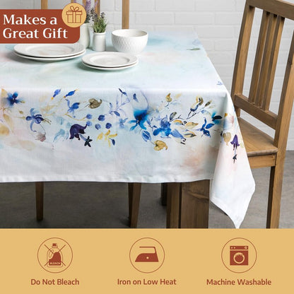 Maison d' Hermine Table Cloth Rectangle Table 100% Cotton 70 x 108 Inches Tablecloth Reusable Decorative for Dining Kitchen Room Farmhouse Home Gifts for Mothers Day Spring Summer - Lazy Summer Days