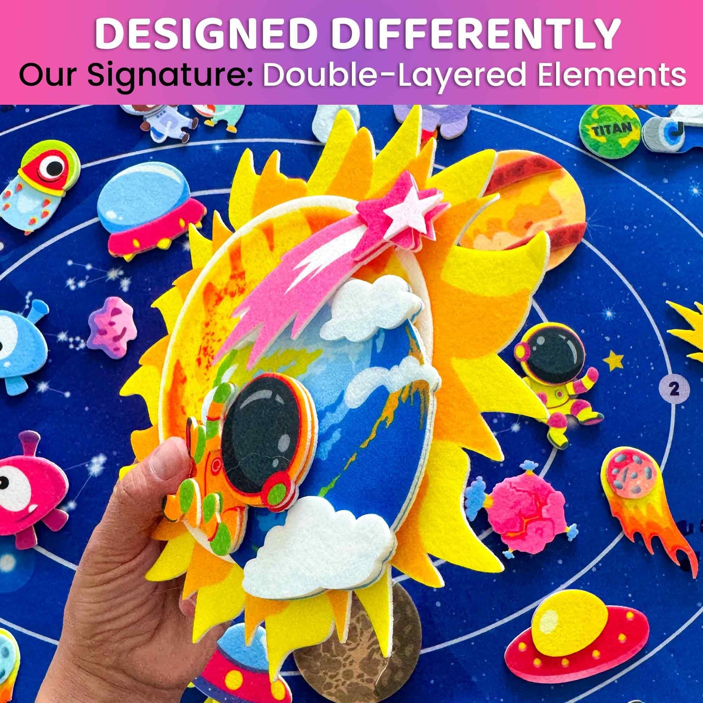 QUOKKA Space Felt Board for Kids 3-5 Years Old - Social Emotional Preschool Learning Activities for Ages 3-5 - Educational Flannel Toy Speech Therapy Gift