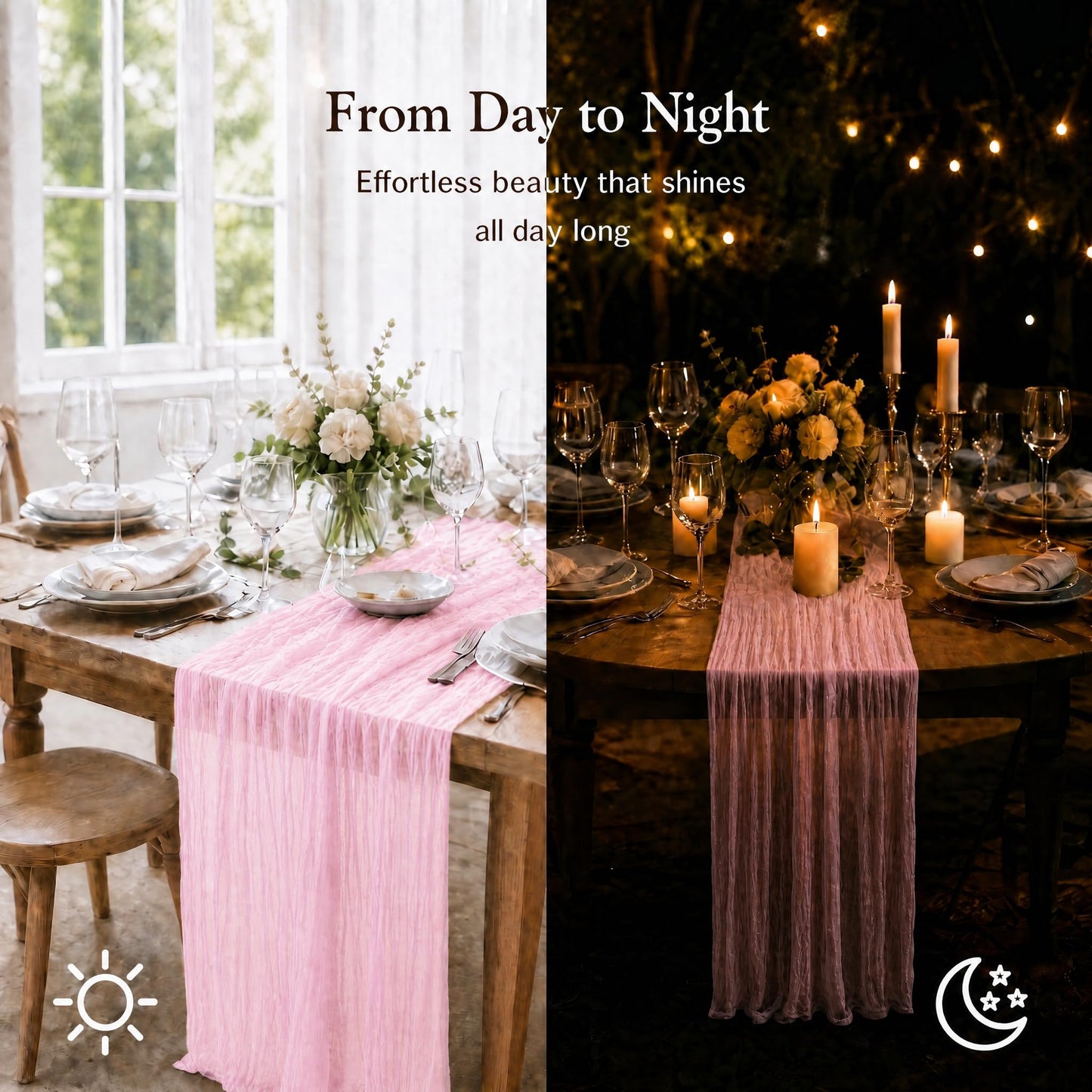 12 Pack Light Pink Cheesecloth Table Runner 35 x 70 Inch Gauze Cheese Cloth Table Runner, Boho Rustic Wedding Table Runner for Wedding Bridal Shower Graduation Party Banquet Table Decorations