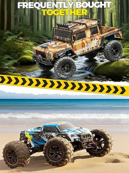 1/8 Scale Fast RC Cars for AdultsMax 10 mph Electric Off-Road Monster TruckWaterproof RC Car 4WD Remote Control Car with 3S Lipo 30+ Min Play All Terrain