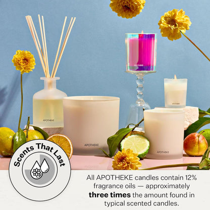 Apotheke Signature Scented Candles for Home, Bergamot Tangerine - 10.5 oz - Soy Wax, Non Toxic, Large Jar White - Luxury Candle Gifts for Women & Men - Vanilla, Amber, Dahlia, and Champagne