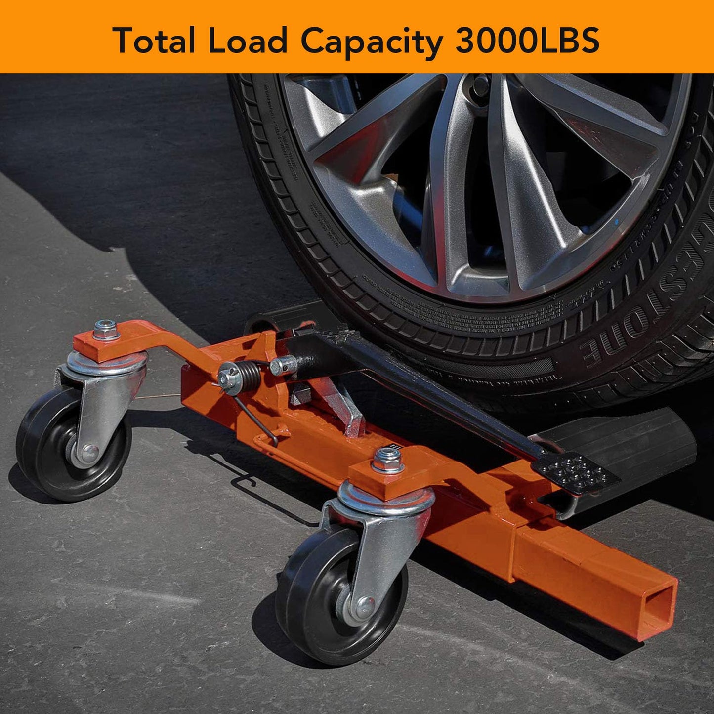 GarveeTech 2 Pcs Car Wheel Dolly with Hydraulic Tire Jack, 1500 LBS Capacity Trailer Dolly for Vehicle Positioning for Truck RV Trailer, Orange