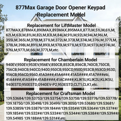 XDTKML Garage Door Opener Keypad Replacement for Liftmaster Chamberlain Craftsman Garage Door Opener Keypad Compatible with Purple/Red/Orange/Green/Yellow Learn Button Since 1993 - Black Shell