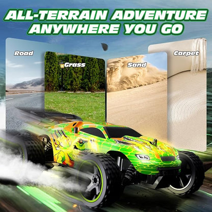 Tecnock RC Cars for Kids 1:18 Scale 2WD RC Car with USB-C Easy Charging 2.4GHz Remote Control Car with LED Lights &amp 50 Mins Playtime Toys Gifts for Boys &amp Girls Ages 8-12