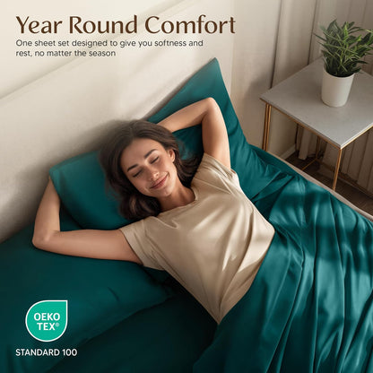Utopia Bedding Queen Size Sheet Set - Soft, Breathable Microfiber | 4-Piece in Teal Green, Oeko-Tex Certified